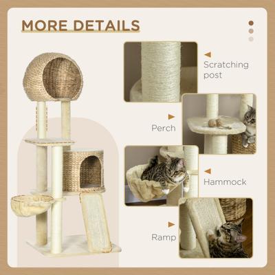 Show full view: PawHut 59-in Sisal Cat Tree, Beige slide 5 of 10