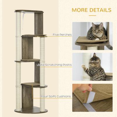 Show full view: PawHut 65-in Corner Jute Cat Tree Tall, Cream White slide 5 of 10