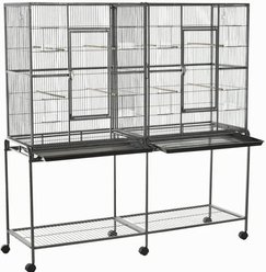 PawHut 65-in Double Rolling Metal Bird Cage, Black & Gray slide 2 of 8
