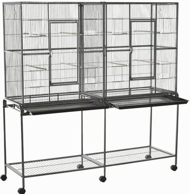 Show full view: PawHut 65-in Double Rolling Metal Bird Cage, Black & Gray slide 2 of 9