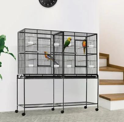 Show full view: PawHut 65-in Double Rolling Metal Bird Cage, Black & Gray slide 4 of 9