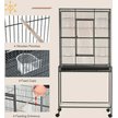 Show in main carousel: PawHut 65-in Double Rolling Metal Bird Cage, Black & Gray slide 5 of 9