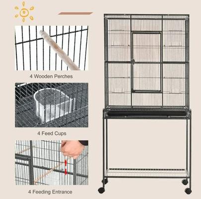 Show full view: PawHut 65-in Double Rolling Metal Bird Cage, Black & Gray slide 5 of 9