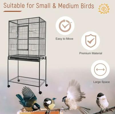Show full view: PawHut 65-in Double Rolling Metal Bird Cage, Black & Gray slide 6 of 9