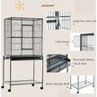 Show in main carousel: PawHut 65-in Double Rolling Metal Bird Cage, Black & Gray slide 7 of 9