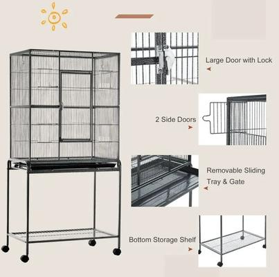 Show full view: PawHut 65-in Double Rolling Metal Bird Cage, Black & Gray slide 7 of 9