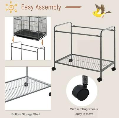 Show full view: PawHut 65-in Double Rolling Metal Bird Cage, Black & Gray slide 8 of 9