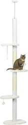 PawHut 8.4-ft Fleece Adjustable Height Floor-to-Ceiling Cat Tree, White