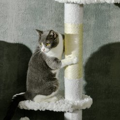 PawHut 8.4-ft Fleece Adjustable Height Floor-to-Ceiling Cat Tree, White slide 2 of 9