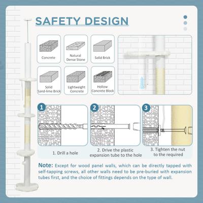 Show full view: PawHut 8.4-ft Fleece Adjustable Height Floor-to-Ceiling Cat Tree, White slide 7 of 10