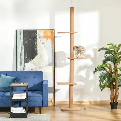 Show full view: PawHut 8.5-ft Adjustable Floor-To-Ceiling Cat Tree, Brown slide 9 of 11