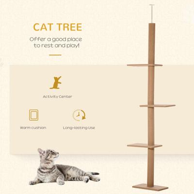 Show full view: PawHut 8.5-ft Adjustable Floor-To-Ceiling Cat Tree, Brown slide 5 of 11