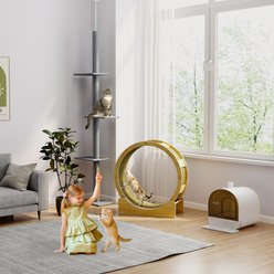 PawHut 8.5-ft Adjustable Floor-To-Ceiling Cat Tree, Dark Grey slide 2 of 9