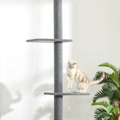Show full view: PawHut 8.5-ft Adjustable Floor-To-Ceiling Cat Tree, Dark Grey slide 9 of 10