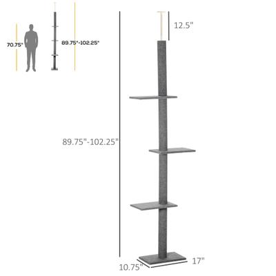 Show full view: PawHut 8.5-ft Adjustable Floor-To-Ceiling Cat Tree, Dark Grey slide 3 of 10