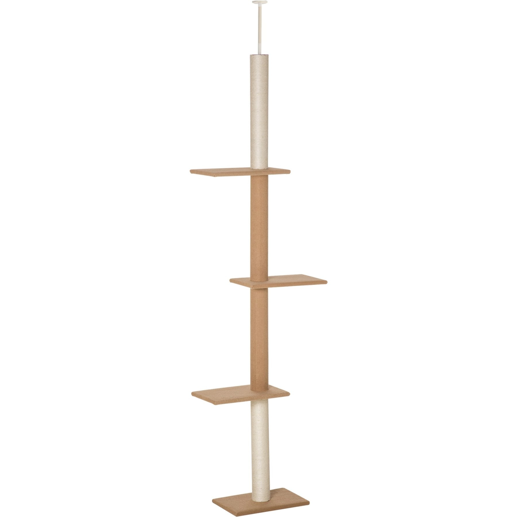 PawHut 8.5-ft Adjustable Floor-To-Ceiling Cat Tree, Light Brown