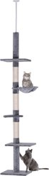 PawHut 8.5-ft Adjustable Height Floor-To-Ceiling Cat Tree, Grey & White