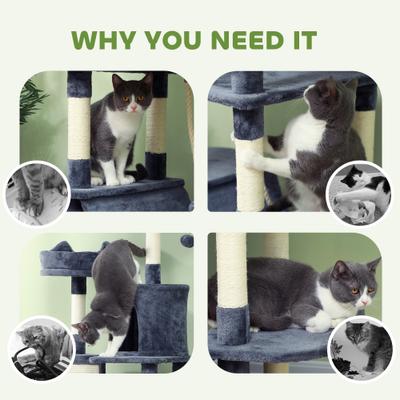 Show full view: PawHut 81-in Cat Tree for Large Cats, Dark Gray slide 8 of 11