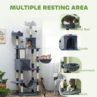 Show full view: PawHut 81-in Cat Tree for Large Cats, Dark Gray slide 5 of 11