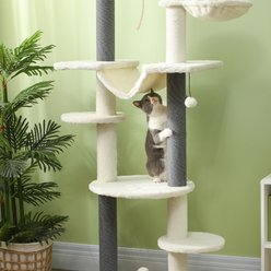 PawHut 89 to 108-in Adjustable Height Floor-to-Ceiling Cat Tree, White slide 2 of 9