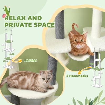 Show full view: PawHut 89 to 108-in Adjustable Height Floor-to-Ceiling Cat Tree, White slide 8 of 10