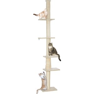 PawHut 89 to 108-in Floor-to-Ceiling Cat Tree, Cream White