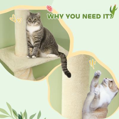 Show full view: PawHut 89 to 108-in Floor-to-Ceiling Cat Tree, Cream White slide 7 of 10