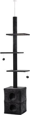 Show full view: PawHut 96.5-in Adjustable Condo with Jute Scratching Post & Dangling Ball Cat Tree, Grey slide 3 of 9