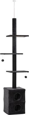 Show full view: PawHut 96.5-in Adjustable Condo with Jute Scratching Post & Dangling Ball Cat Tree, Grey slide 4 of 9