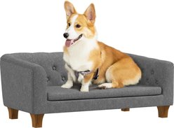 PawHut Anti-Slip Elevated Dog Sofa Bed, Gray, 37.75-in