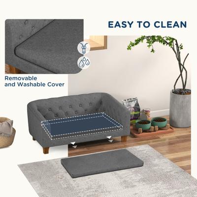 Show full view: PawHut Anti-Slip Elevated Dog Sofa Bed, Gray, 37.75-in slide 7 of 11
