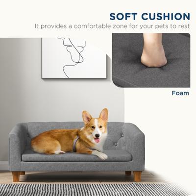 Show full view: PawHut Anti-Slip Elevated Dog Sofa Bed, Gray, 37.75-in slide 5 of 11