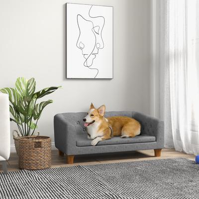 Show full view: PawHut Anti-Slip Elevated Dog Sofa Bed, Gray, 37.75-in slide 3 of 11