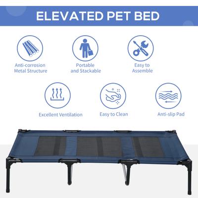 Show full view: PawHut Breathable Mesh Indoor & Outdoor Elevated Dog Bed with Removable Cover, 48-in, Dark Blue slide 4 of 10