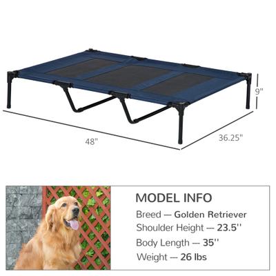 Show full view: PawHut Breathable Mesh Indoor & Outdoor Elevated Dog Bed with Removable Cover, 48-in, Dark Blue slide 3 of 10