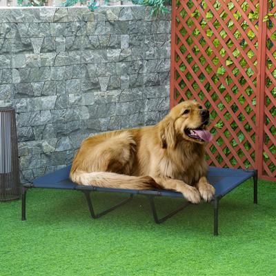 Show full view: PawHut Breathable Mesh Indoor & Outdoor Elevated Dog Bed with Removable Cover, 48-in, Dark Blue slide 2 of 10