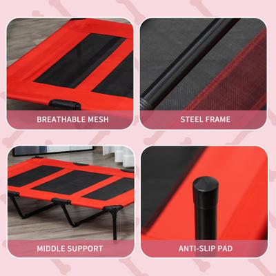 Show full view: PawHut Breathable Mesh Indoor & Outdoor Elevated Dog Bed with Removable Cover, 48-in, Red slide 6 of 10