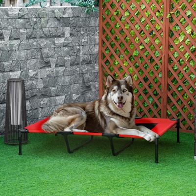 Show full view: PawHut Breathable Mesh Indoor & Outdoor Elevated Dog Bed with Removable Cover, 48-in, Red slide 2 of 10