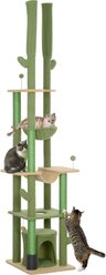 PawHut Cactus 89 to 100-in Sisal Floor-to-Ceiling Cat Tree, Green