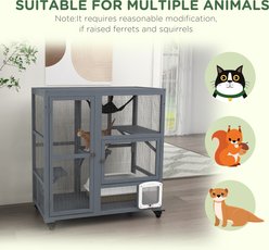 PawHut Cat House on Wheels with Openable Top, Light Gray slide 2 of 9