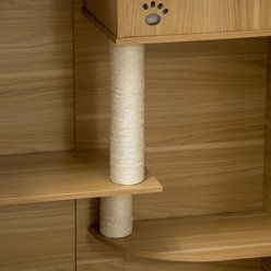 PawHut Cat House with 49-in Cat Tree, Oak slide 2 of 9