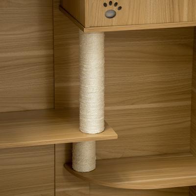 Show full view: PawHut Cat House with 49-in Cat Tree, Oak slide 10 of 11