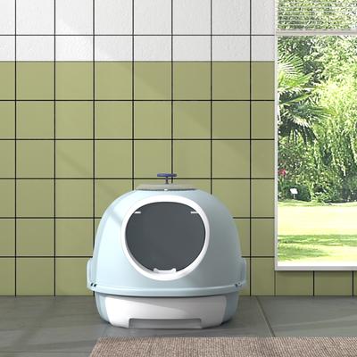 Show full view: PawHut Cat Litter Box Enclosure with Lid & Scoop, Blue slide 7 of 9