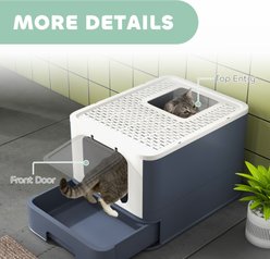 PawHut Cat Litter Box with Lid & Scoop, 21-in, White slide 2 of 9