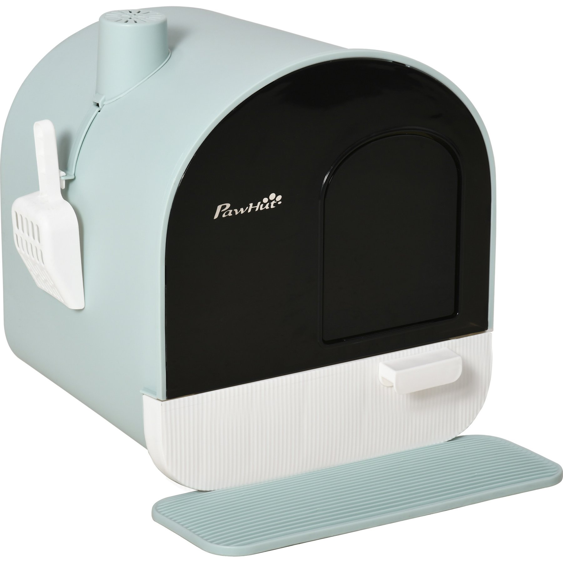 PawHut Cat Litter Box with Lid, Scoop, & Filter, 17-in