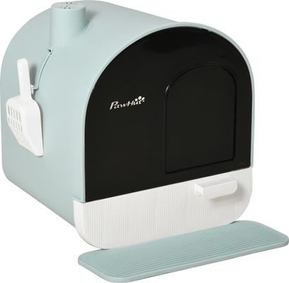 Show full view: PawHut Cat Litter Box with Lid, Scoop, & Filter, 17-in, Green slide 1 of 10