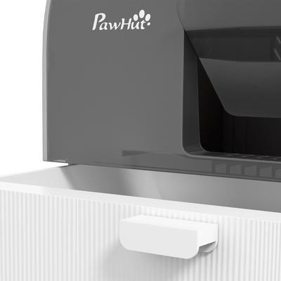 Show full view: PawHut Cat Litter Box with Lid, Scoop, & Filter, 17-in, Light Gray slide 9 of 11