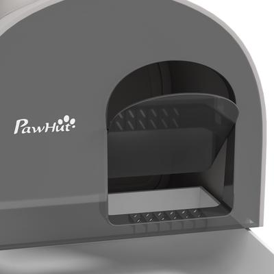 Show full view: PawHut Cat Litter Box with Lid, Scoop, & Filter, 17-in, Light Gray slide 8 of 11