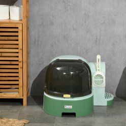 PawHut Cat Litter Box with Scoop, Green slide 2 of 9