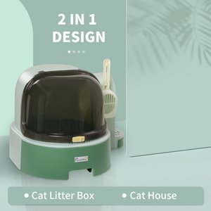 PawHut Cat Litter Box with Scoop, Green